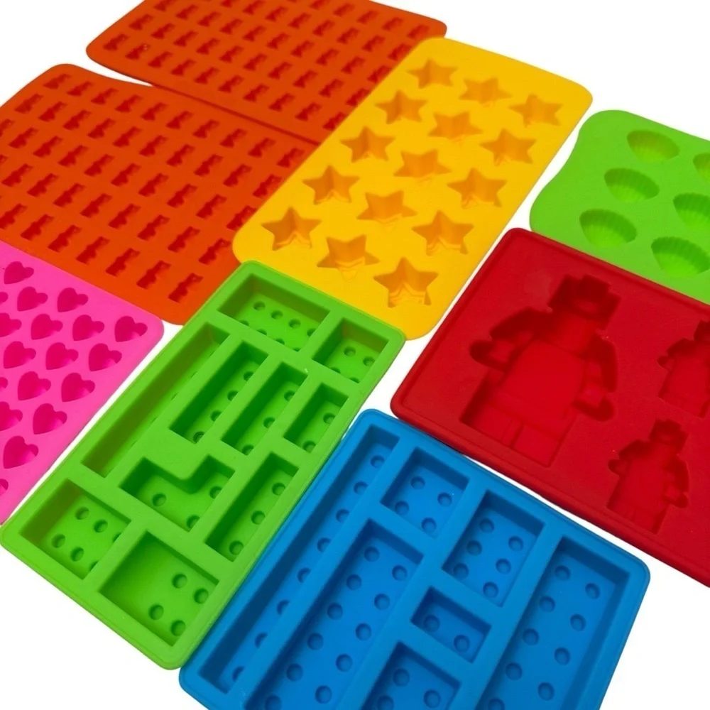 Silicone Candy Mold Set - 9 pieces Multicolor- Hearts, Fun Shapes for Kids